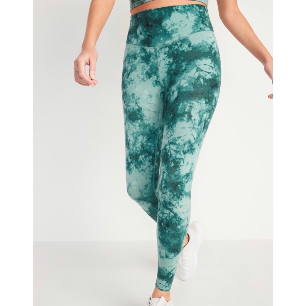 Extra High Waisted Leggings - Teal Tie Dye - Old Navy PowerChill size Large